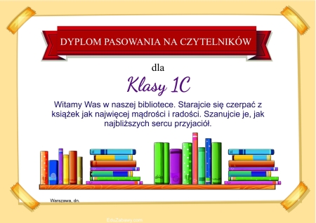 Pasowanie na czytelników. Klasa 1C