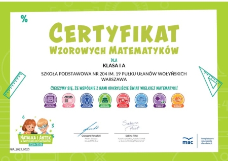 Ogólnopolski projekt edukacyjny „Natalka i Antek w świecie wielkiej matematyki''...