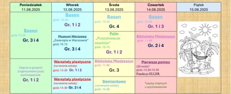 Lato w mieście - Harmonogram zajęć 11-18.08 